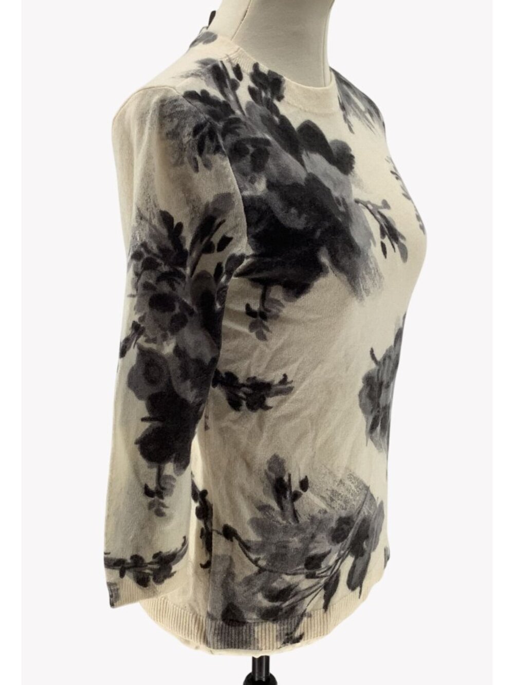 Talbots 100% Cashmere Audrey Sweater Super Soft Floral 3/4 Sleeve Women's MP - Picture 3 of 7